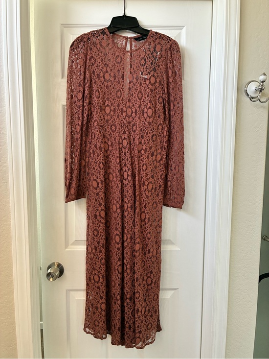 Zara Dresses & Skirts - Zara Long-Sleeve Lace Maxi Dress in Dusty Rose